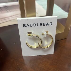 BaubleBar Textured Gold Hoop Earrings